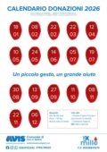 CALENDARIO DONAZIONI SANGUE 2026